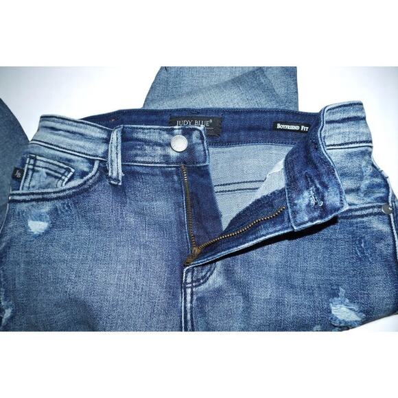 Judy Blue Boyfriend Fit Distressed Jeans Women’s Size 0/24 Medium Wash - Picture 8 of 10